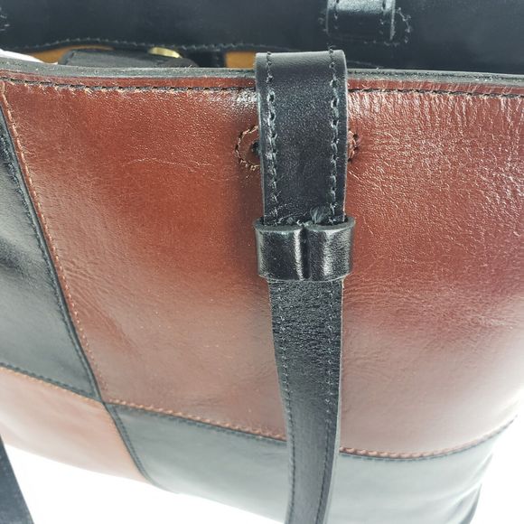 Patricia Nash Tote Bag Danville Colorblock Black British Tan Leather purse - Picture 14 of 16